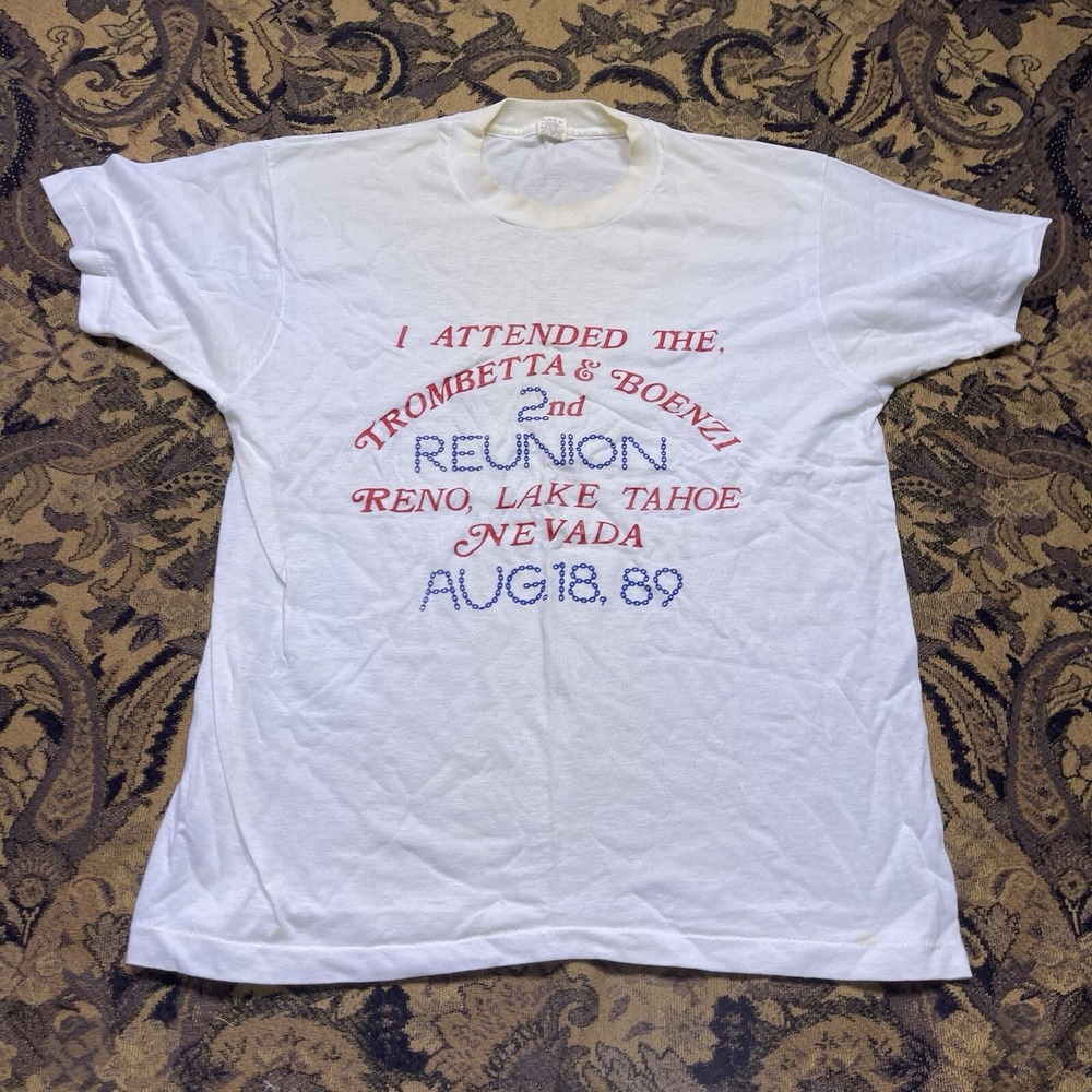 Vtg 80s Lake Tahoe Reunion Old Shirt White Mens Size L